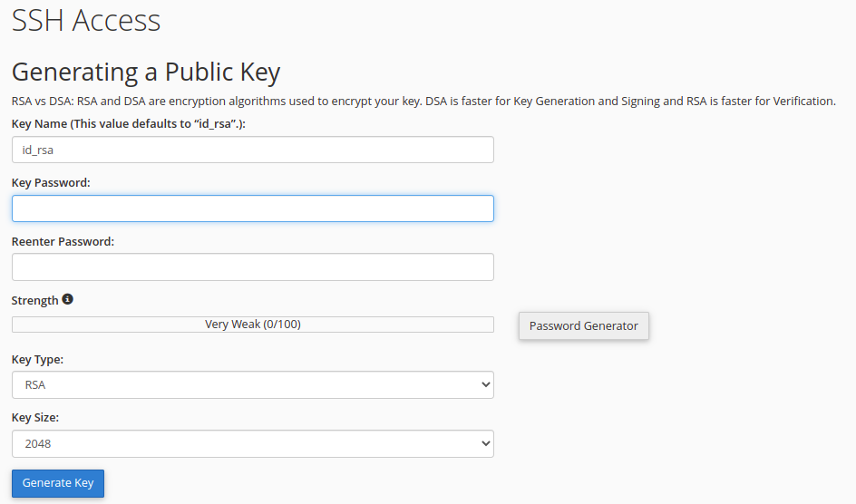 Fill up the key form